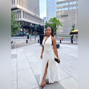 Zara Terez White Ruched Halter Gown